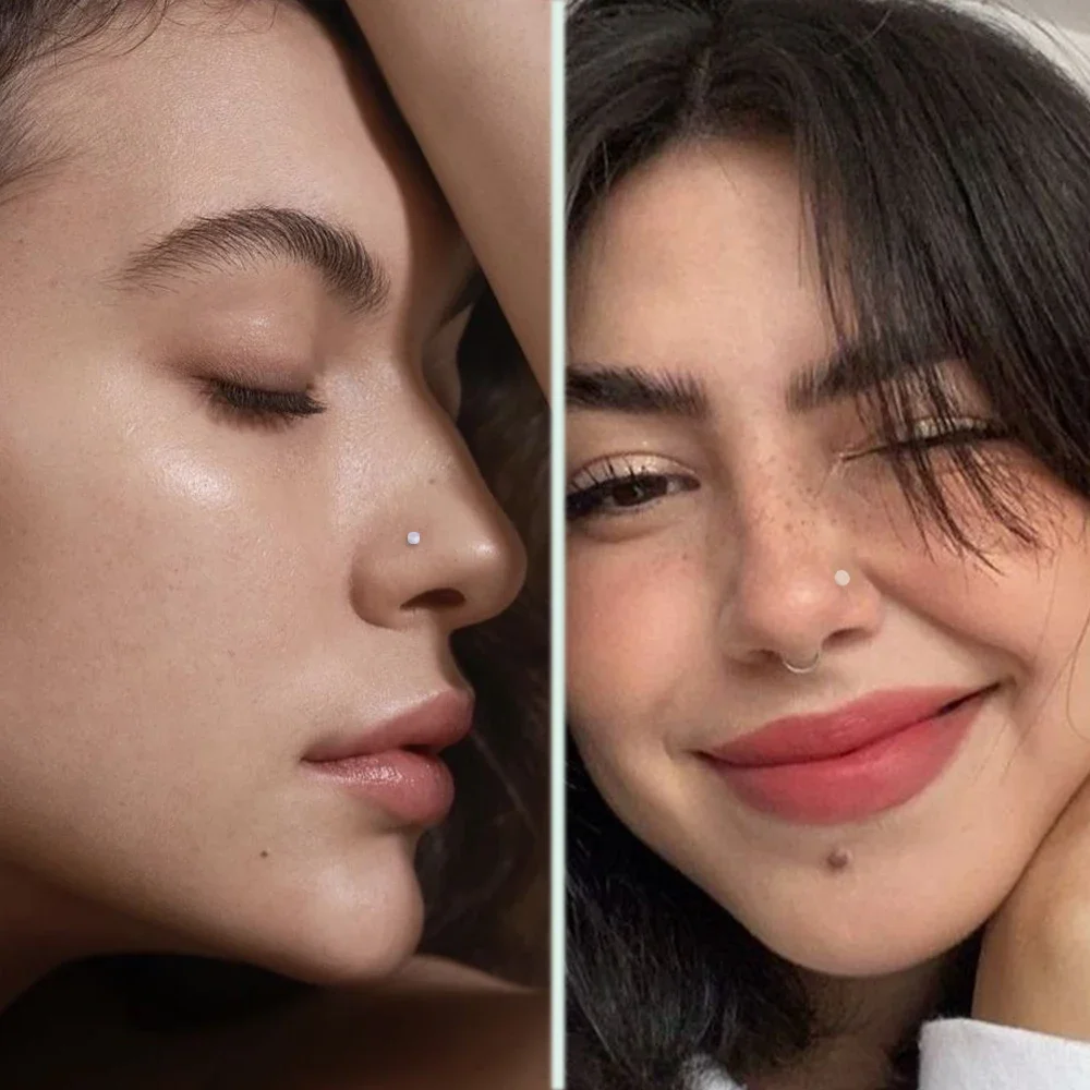 1PC Glass Colorful Nose Stud Transparent Glass Straight Nose Ring Retainer Holder  Hoop Earrings Body Piercing Jewelry