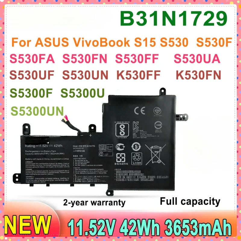 

B31N1729 Laptop Battery For ASUS VivoBook S15 S530 S530F S530FA S530FN S530UA S530UF S530UN X530FN X530FN-1A S5300UN