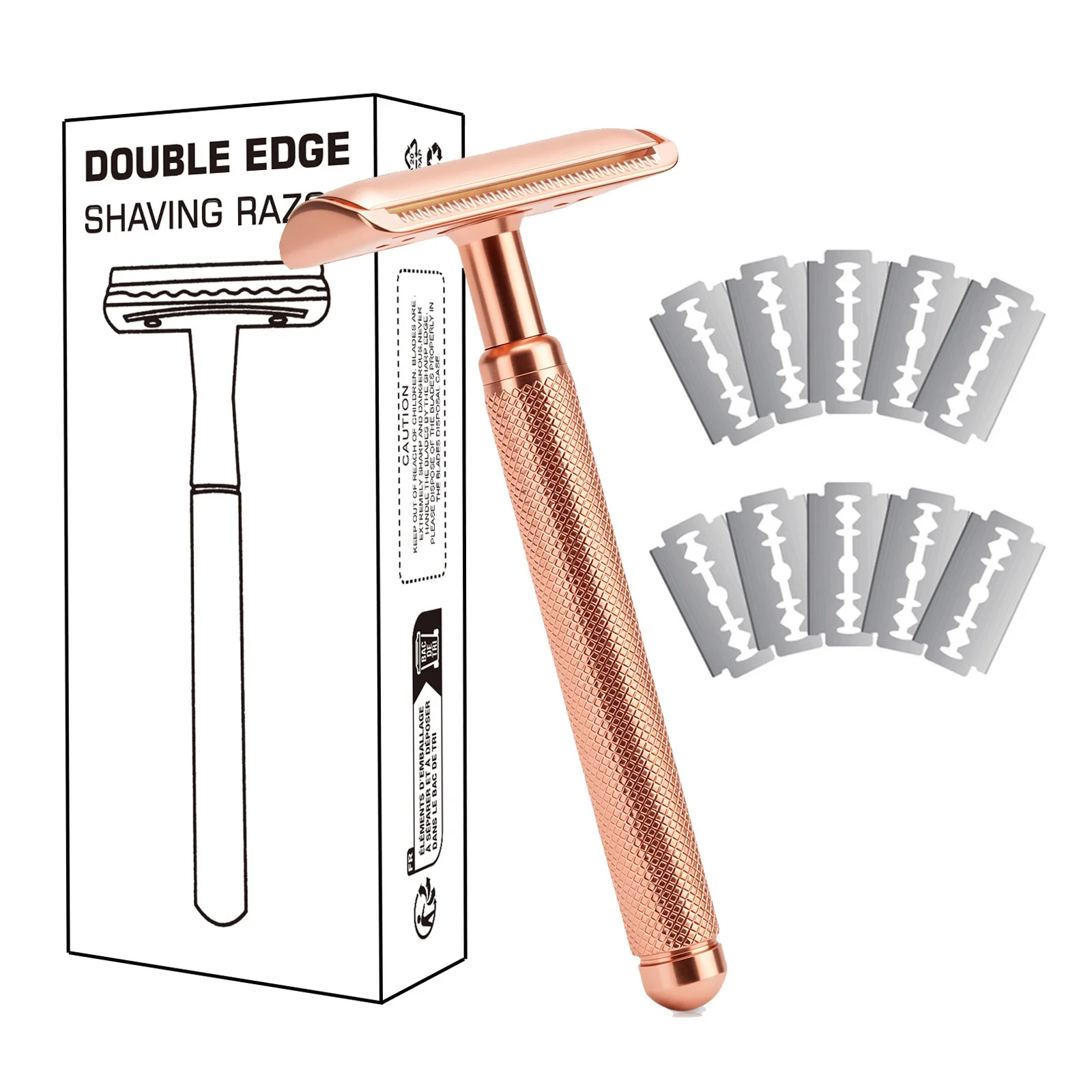 Women Safety Razor Closed Head Double Edge Single Blade Non-Slip Stainless Steel Handle Wet Shave for Bikini Legs Underarms
