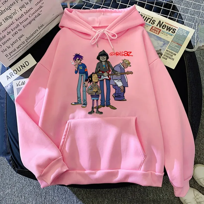 Spring Women's Music Gorillaz Hoodie Top Streetwear Hip-Hop Clothes Costumes Men Hoodies Oversize Sweatshirts Hat Clothing Loose