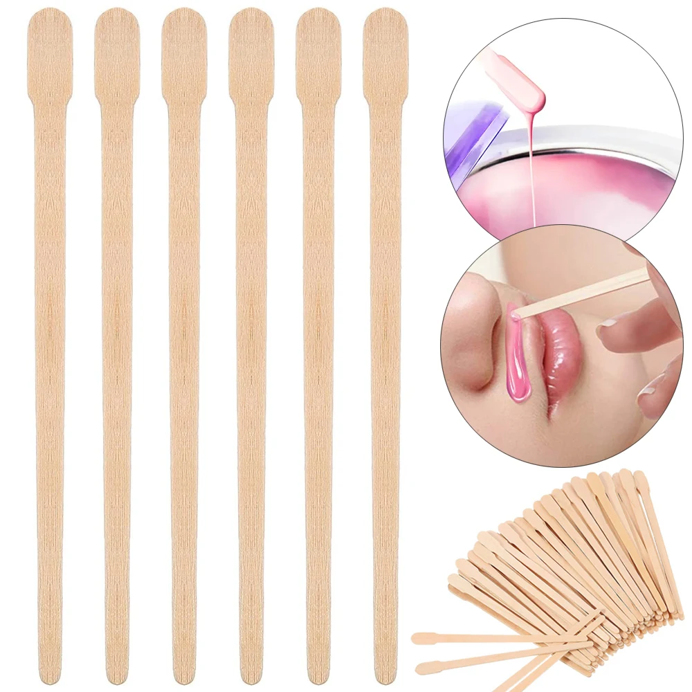 100Pcs Woman Wooden Body Hair Removal Stick Wax Waxing Disposable Sticks For Eyebrows Face Wood Depilation Spatula Beauty Tools