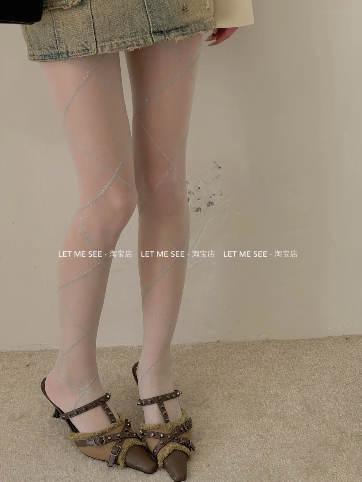 Cool Leggings Silver Sparkling Spring And Summer Thin Pantyhose Pure Desire Stockings Japanese Style Y2k Sexy Tights For Women