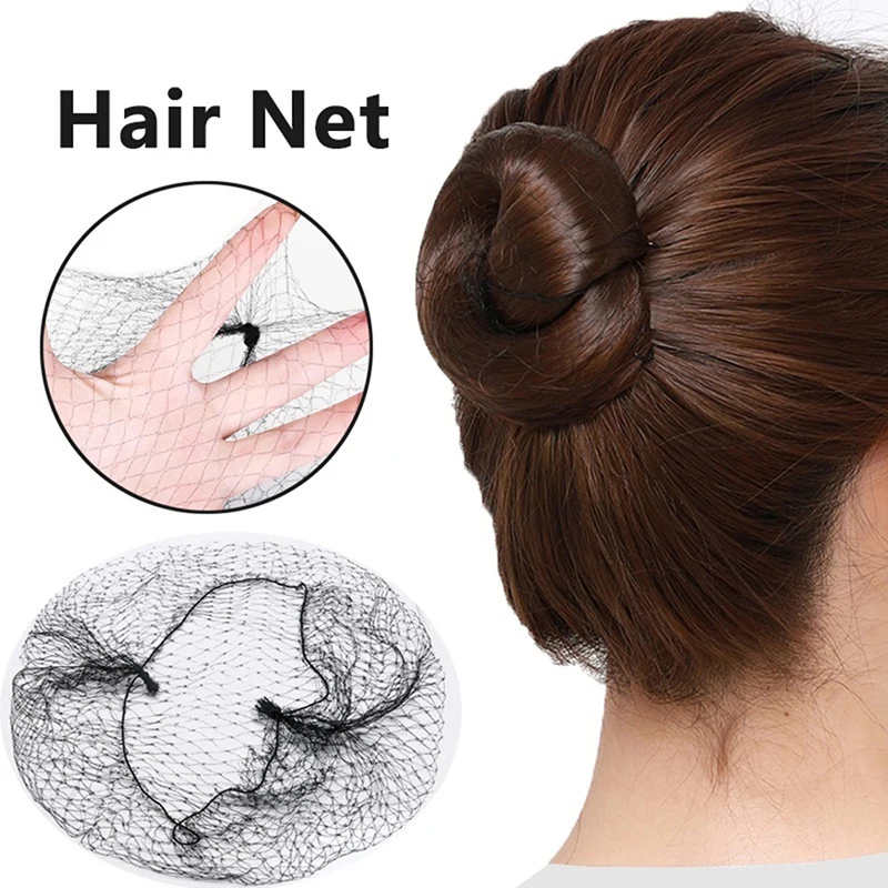 50Pcs Hair Net Black Elastic Bundle Hair Invisible Hairnet Mesh Bun Hair Net 30/50/60CM Hair Accessories