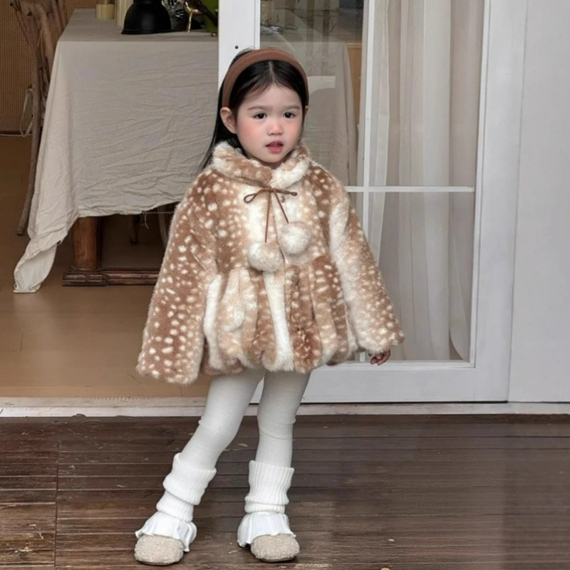 

Пальто для девочек, длинное бархатное мягкое и милое плотное пальто с хлопковой подкладкой, зимняя одежда 2026, новый и милый кардиган