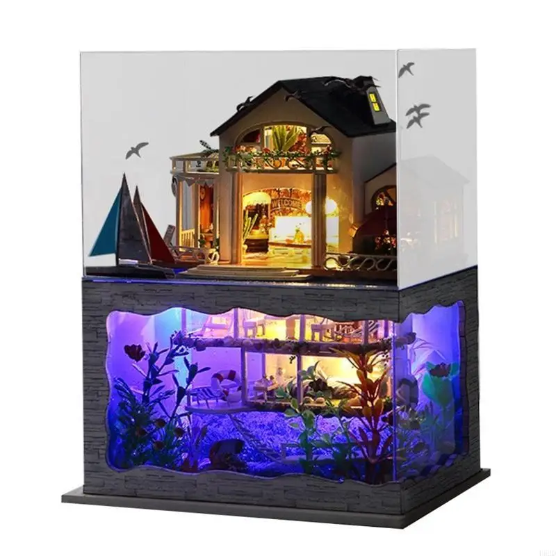 F62d Girl's Geschenk DIY Miniatur Dollhouse Kinder Sammeln Zimmer Luminöses Spielzeug