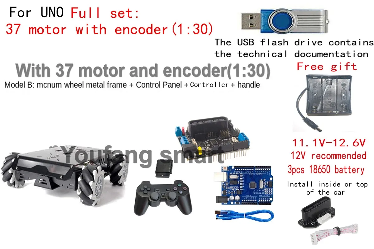 YoufangSmart 10-25Kg Last RC Tank V3 3D 4WD Mecanum Rad Roboter Auto Für Arduino Roboter DIY Kit mit Motor Ps2 Griff ESP32 Programmierbare Roboter 3