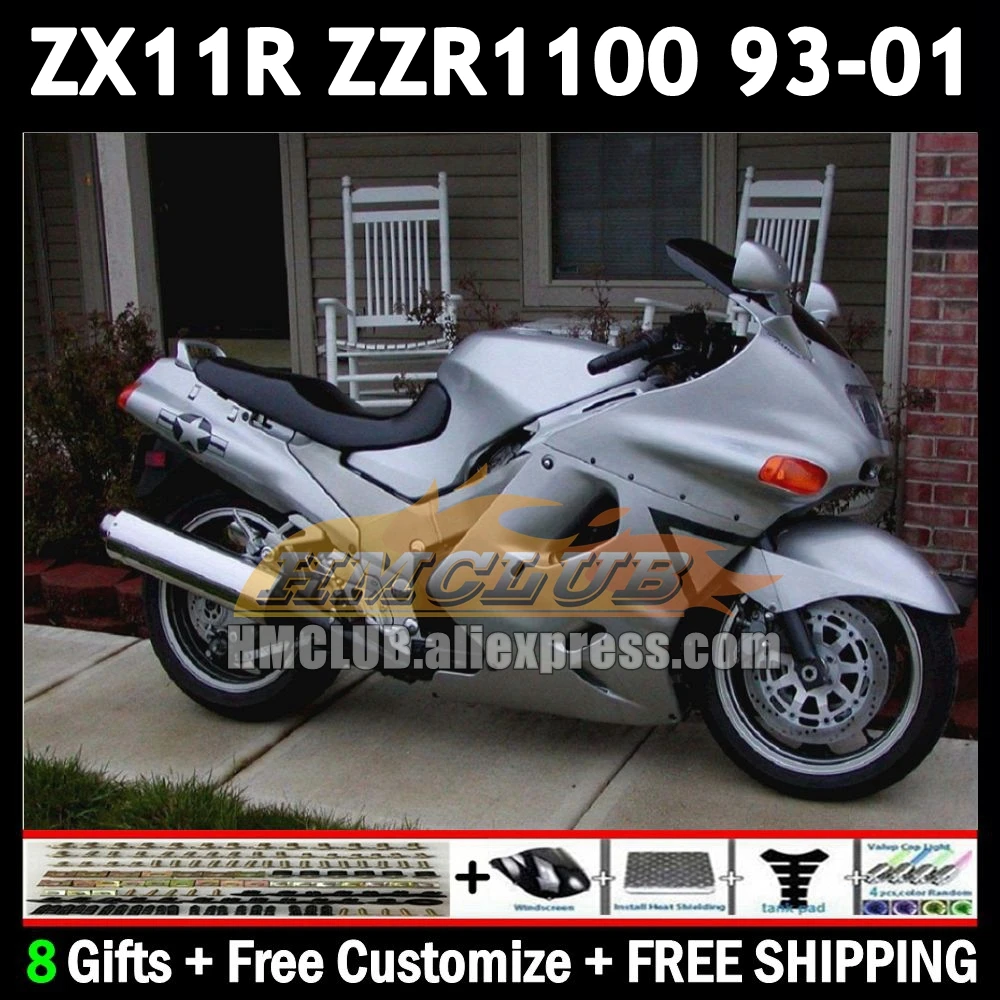 ZX-11R For KAWASAKI NINJA ZX11 ZZR  hot silver 1100 ZX 11 11R 175No.24 ZZR1100 ZX11R 1993 1994 1995 1996 97 98 99 00 01 Fairing