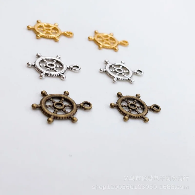 100pcs Charms Ships Wheel Helm Rudder 20x17mm Antique Color Plated Pendants Making DIY Handmade Tibetan Jewelry