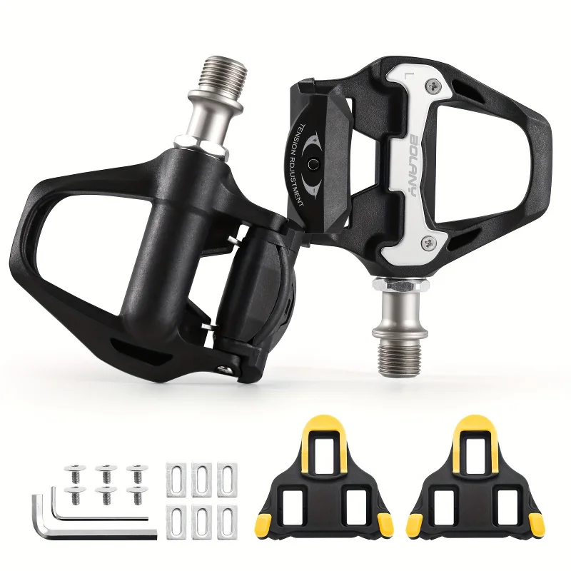 Road Bike Pedals, 268g/pair Lightweight Bicycle Pedals With Cleats Set, Compatible With SPD-SL System