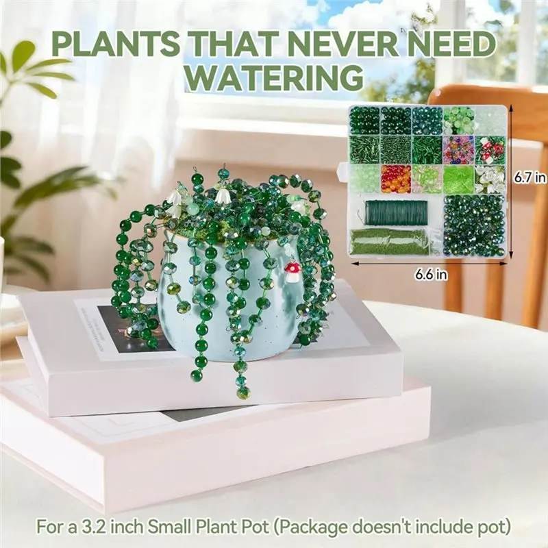 Forever For Plant Beaded Leaf Flower Beads, Green Glass Beaded For Plant Kit For Plant Jewelry Making And DIY Crafts