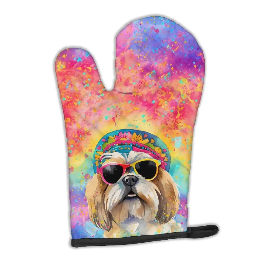 

Рукавицы Shih Tzu Hippie Dawg, термостойкие, толстые, для духовки, для горячих сковородок и духовки, кухонные варежки, защита рук, приготовление пищи, выпечки G