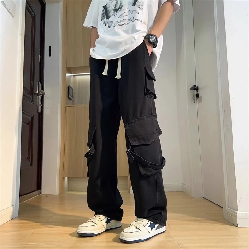 

Retro American Workwear Jeans Men's Trendy Brand Waed Out-of-Sto Straight Loose ular Wide Leg Long Pants Casual Sle