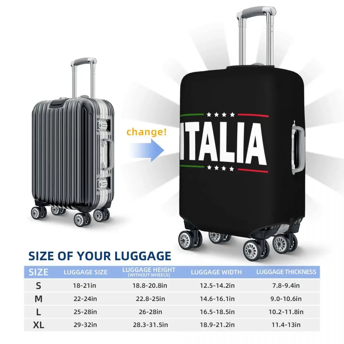 Custom Italy Flag Luggage Cover Protector Fashion Italian Proud Travel Suitcase Protective Cover for 18-32 Inch