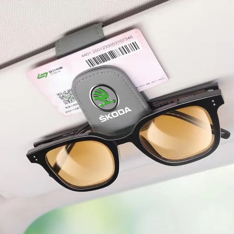 Car Sun Visor Glasses Clip Eyeglasses Clip Automobile Sunglasses Holder Card Case For Skoda Octavia Fabia Kamiq Kapoq Kodiaq