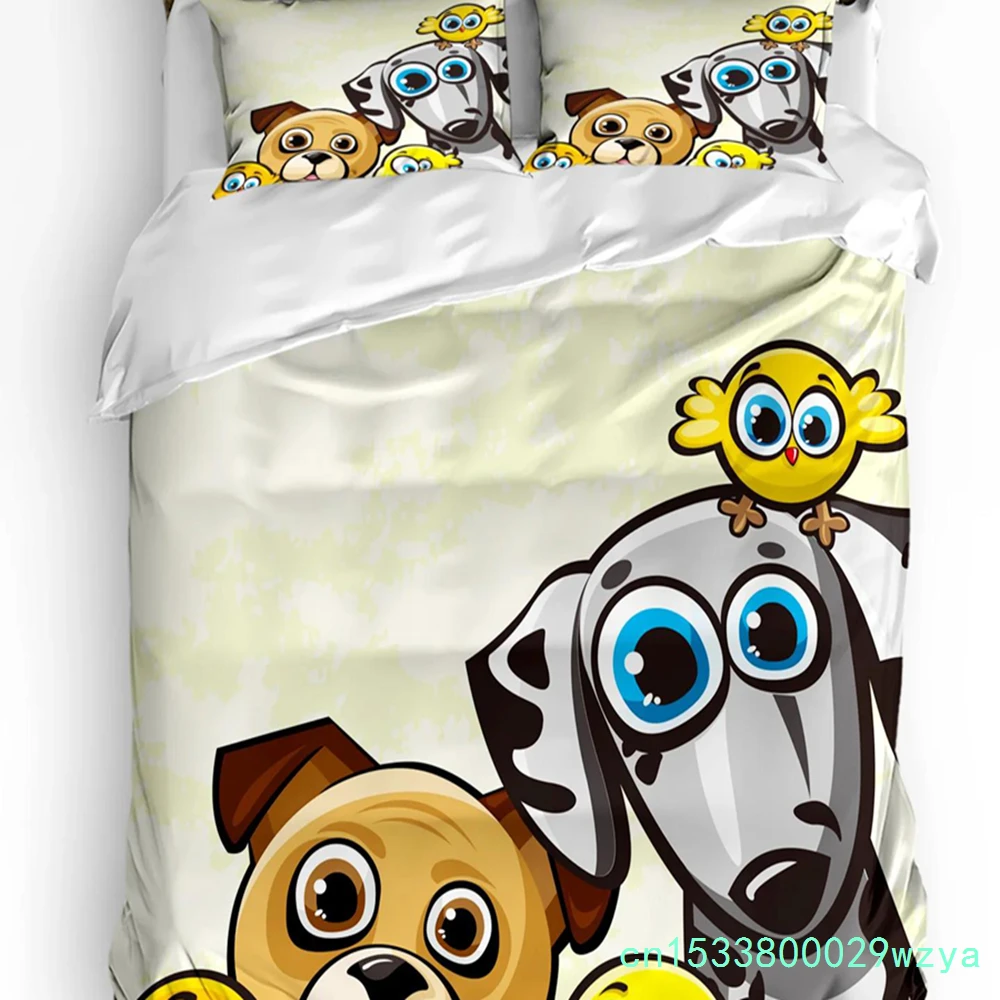 Animal Pink Dog Cute Poodle Duvet Cover Bed Bedding Set Double Home Textile Quilt Cover Pillowcases Bedroom Bedding Set No Sheet