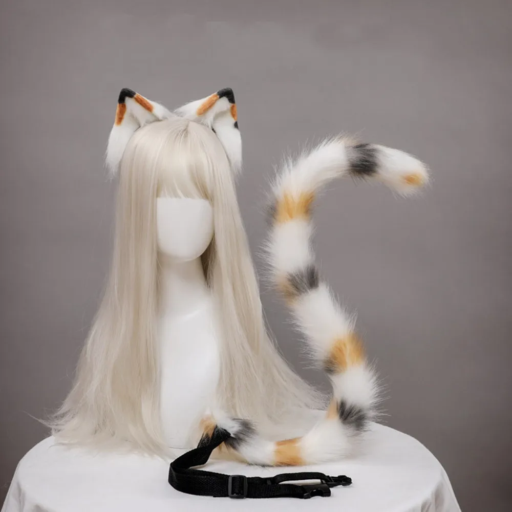 Tocado de orejas de gato de flores JK, accesorios para el cabello de Lolita de cola de gato, banda de pelo de orejas de Animal de simulación hecha a mano, suministros de Cosplay