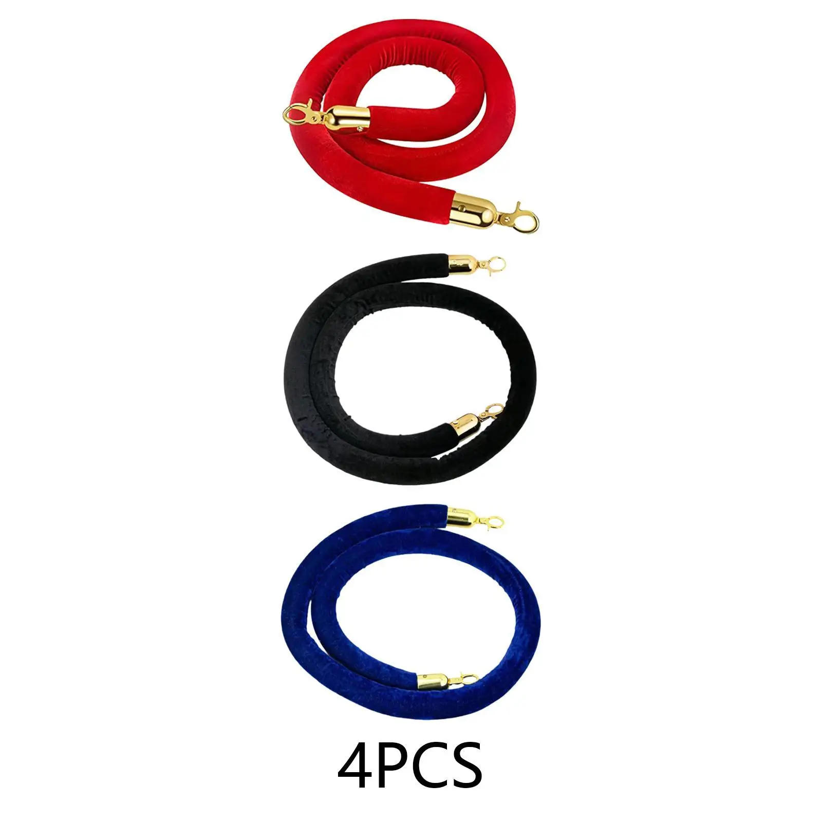 

4Pcs Velvet Stanchion Rope Accessories with Snap Hooks Sturdy Multipurpose Thick Stanchion Queue Barrier Rope for Grand Openings