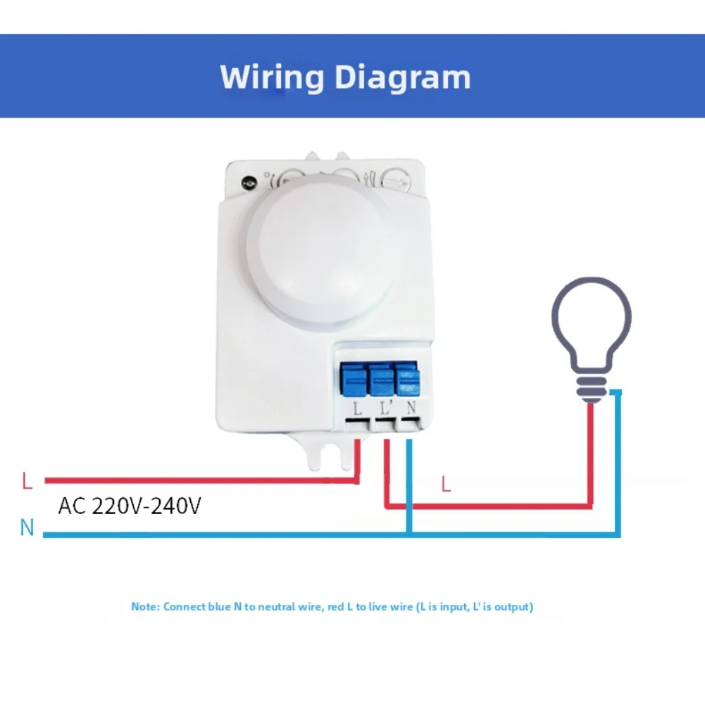 1pc Microwave Motion Sensor Adjustable Induction Switch For 360 Degree Detection Suitable For Lamps And Energy Saving Lighting