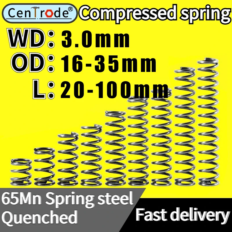 Spring Steel Compressed Spring Line Diameter 3.0mm Outer Diameter 16-35mm Length 20mm-100mm Spot Goods  Contacts