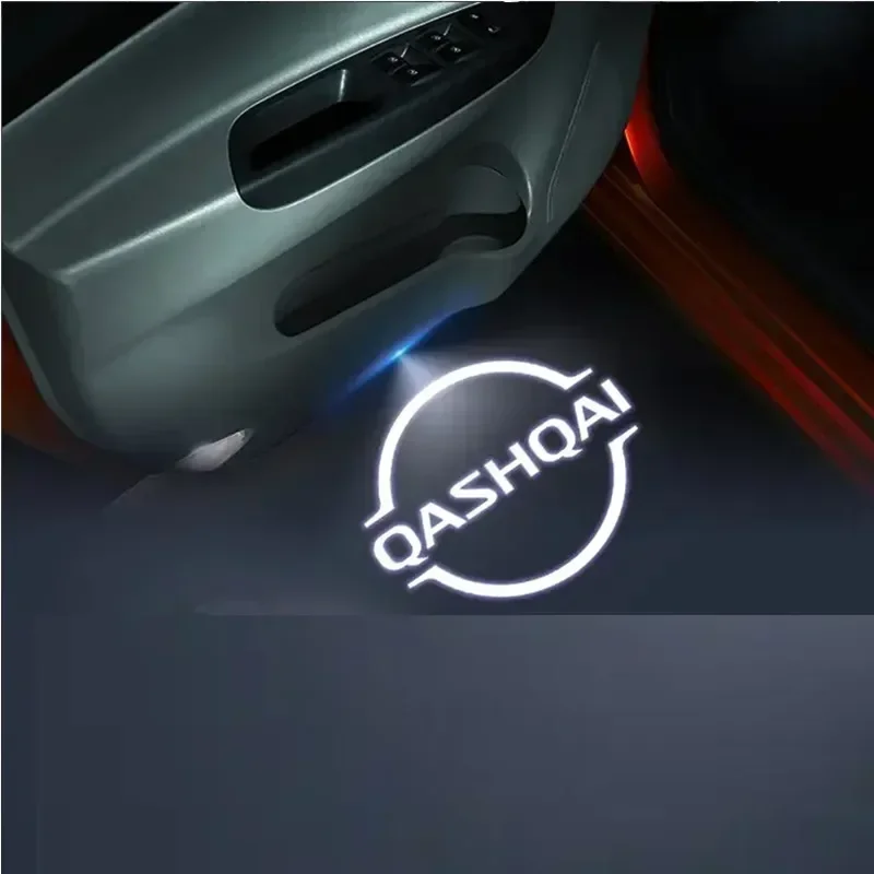 2pcs Wireless Courtesy Car Door Projector LED Welcome Lights For Nissan Qashqai Logo