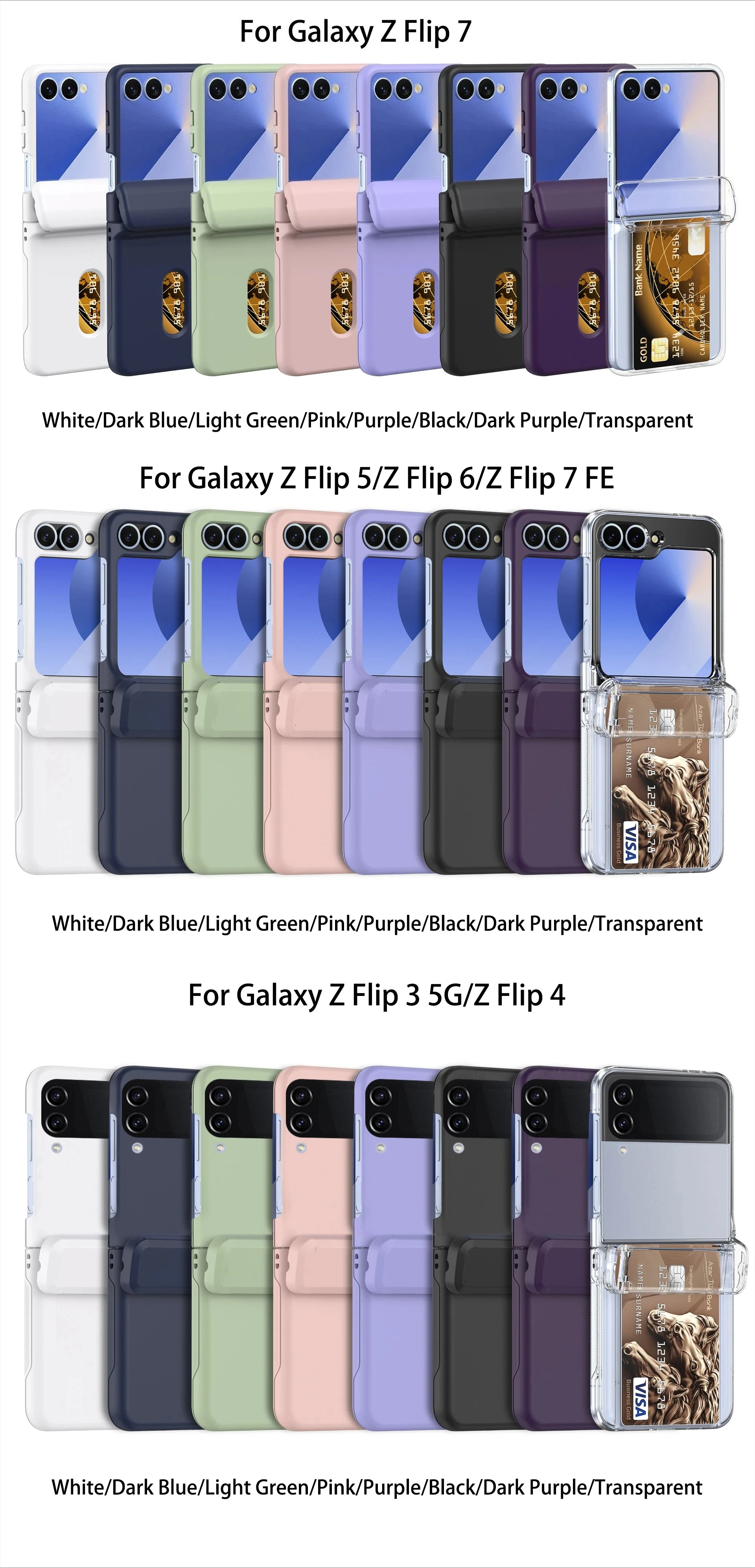 Custodia a portafoglio con porta carte e protezione cerniera per Samsung Galaxy Z Flip 7 6 5 4 3 Flip7 Flip6 Flip5 Flip4 Flip3 5G Cover per telefono