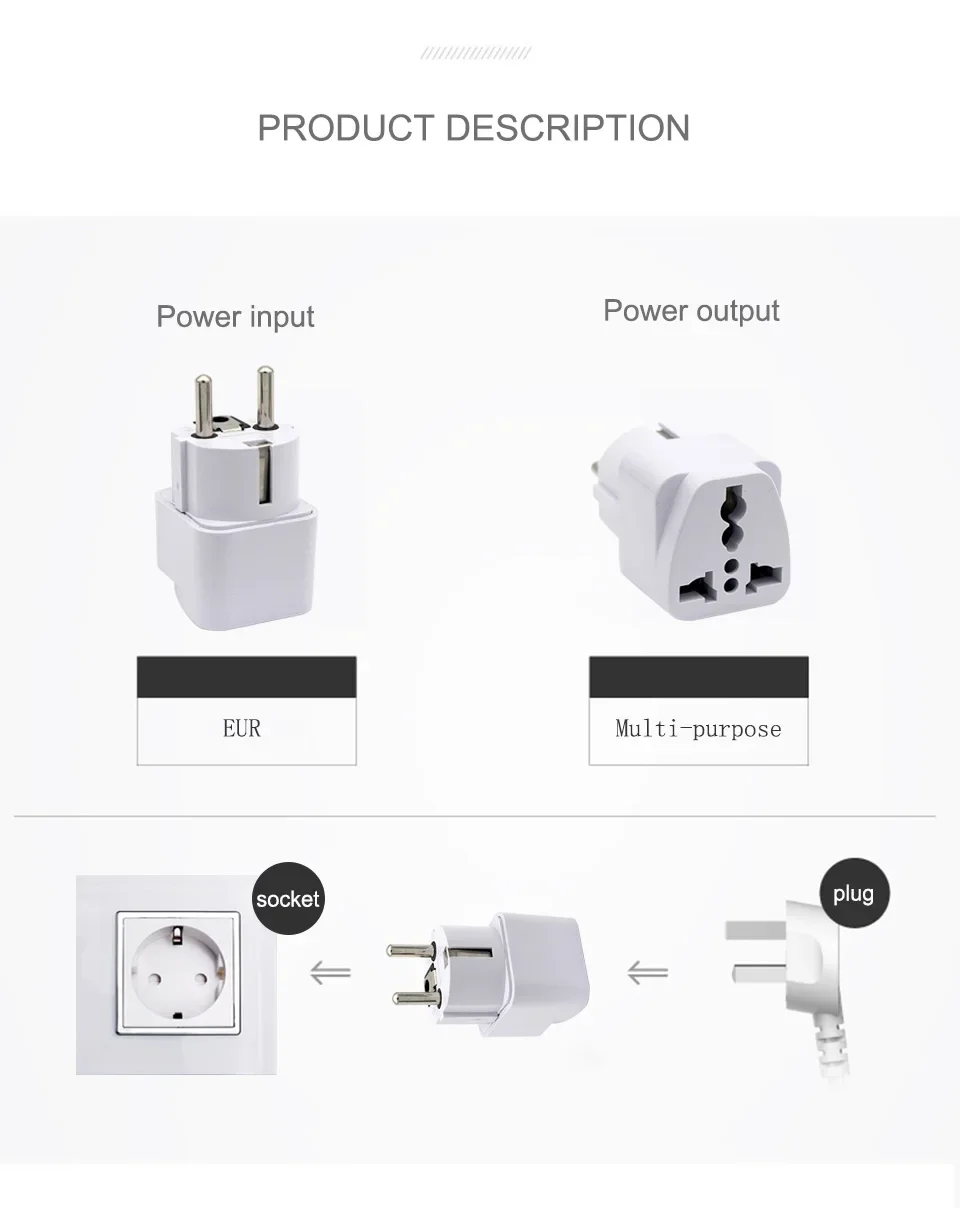 1 5 10pcs Universal EU To US/UK/AU Power Plug Adapter 2 3 Pin Connector Europe Korea Brazil Travel Electrical Adapter Socket