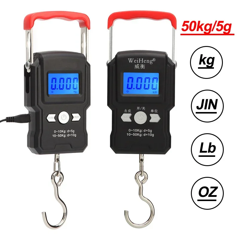 

Portable Hanging Hook Scale 50Kg/5g LCD Digital Display Handheld Mini Electronic Weighting Scale Fishing Travel Luggage Scale