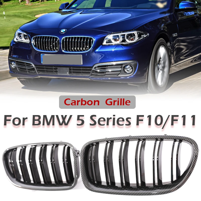 Padrão de fibra de carbono m olhar rim grill grade dianteira radiador corrida grill para bmw série 5 f10 f11 535 530i 520i 540 2010-2017
