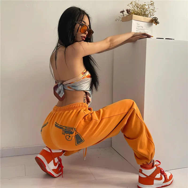 

Женские свободные повседневные спортивные брюки для уличных и джазовых танцев, с принтом, в стиле хип-хоп, весенние, трикотажные, вязаные, с эффектом свитера