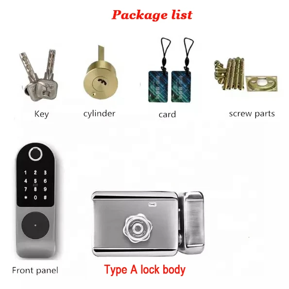 Smart Electronic Lock Rim Door Lock AA Battery Powered Gate Lock Optional TUYA SMART Wifi Control 433Mhz Remote Unlock