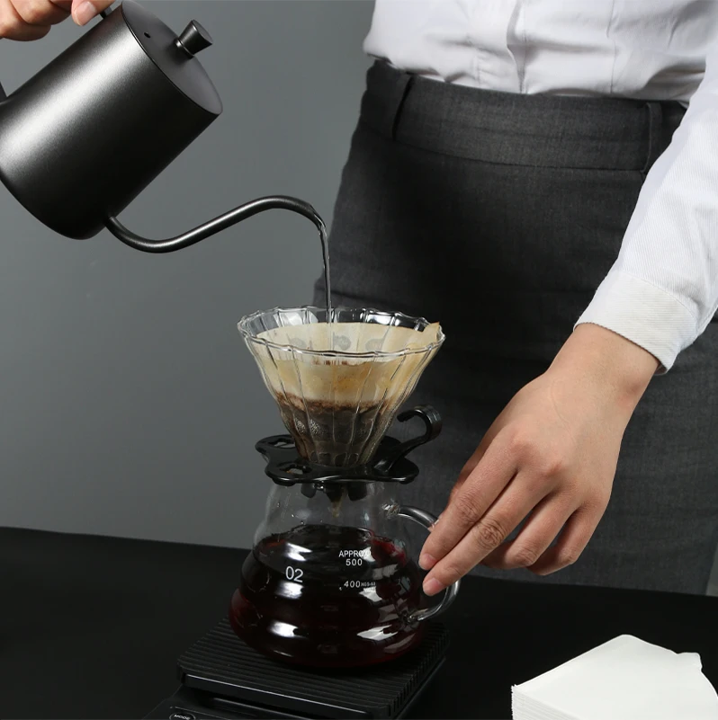 10–100 Stück Kaffeefilterpapier, V-förmiger Holzzellstoff-Kegelfilter, zum Übergießen von 2–4 Tassen, natürlicher Tropfkaffee, Papierfilter, Zubehör – Detail 5