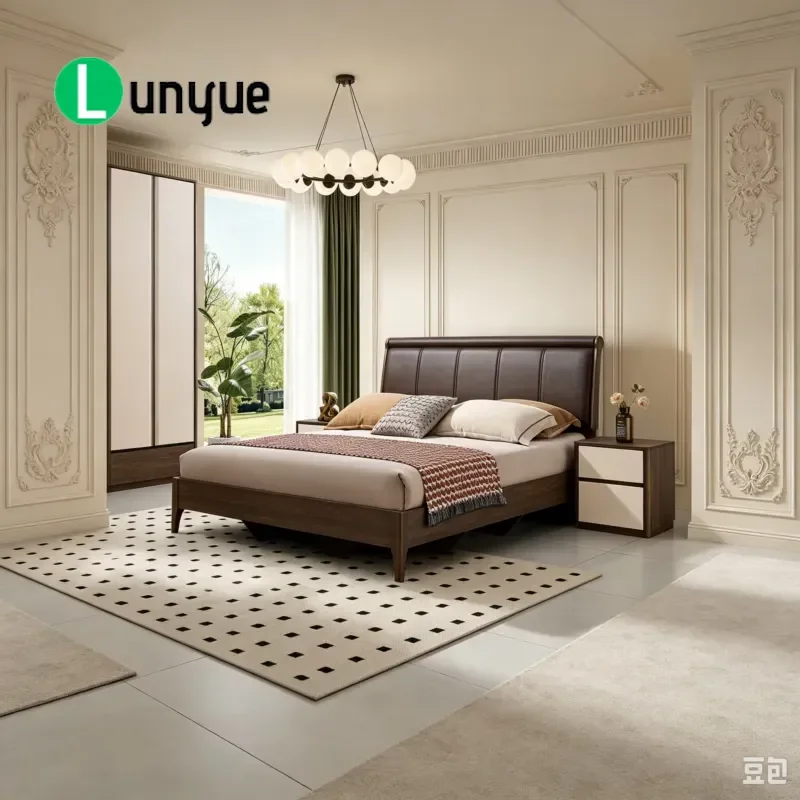 Modern Solid Wood Bed Minimalist Design Bedroom Furniture Sturdy Wooden Frame Simple Style Home Decor Comfortable Sleeping