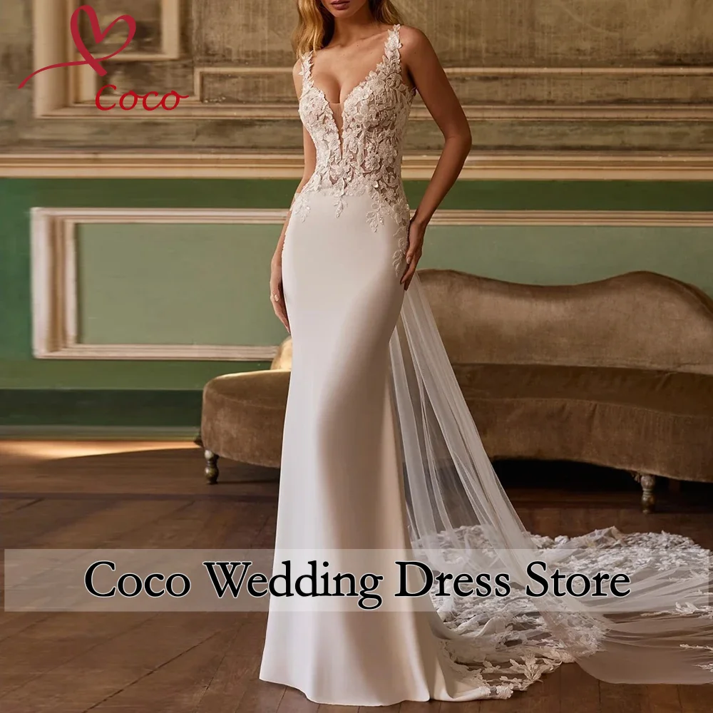 

Индивидуальные элегантные свадебные платья «русалка» для женщин: кружевные аппликации, жемчуг, без рукавов, корсет, свадебное платье, Robe De Mariee