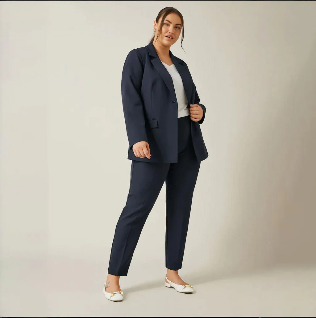 

Женский деловой костюм из двух предметов, пиджак больших размеров, повседневная офисная одежда, элегантный брючный комплект на заказ