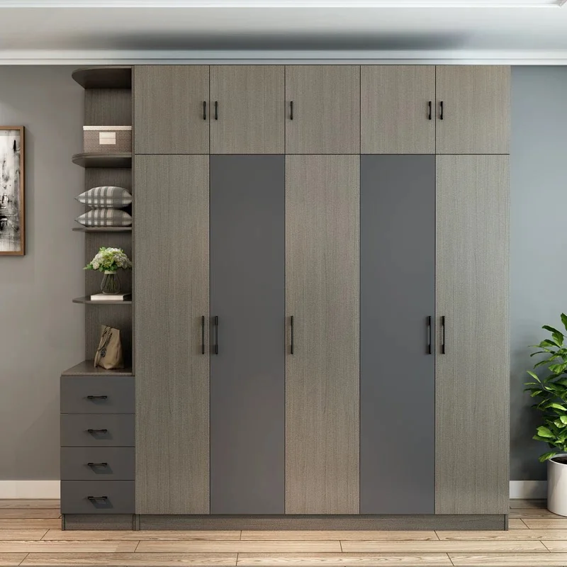 

For Bedroom Furniture Grey Wardrobe Closet Large Freestanding Wardrobe Modern Simple Assemble Furniture Wooden Home Furniture