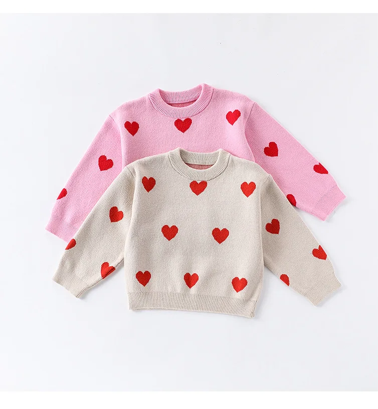 

2025AW Children's Sweater Baby Girl Love Cotton Sweater Infant Clothes
