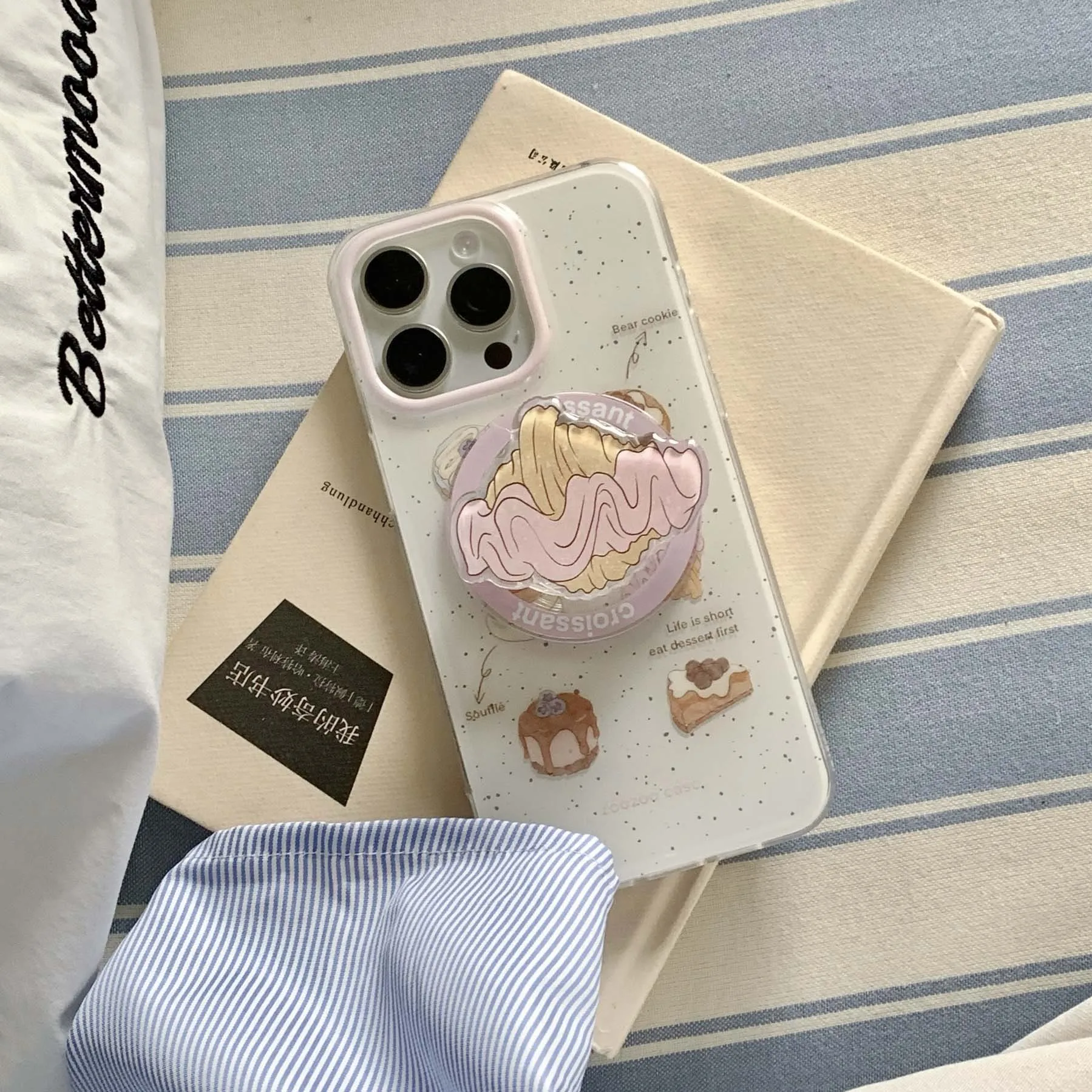 Ins bread toast Croissant, soporte magnético de dibujos animados, bolsa para tarjetas, paquete imd, funda de teléfono para iphone 12, 13, promax, 14, 15 pro max