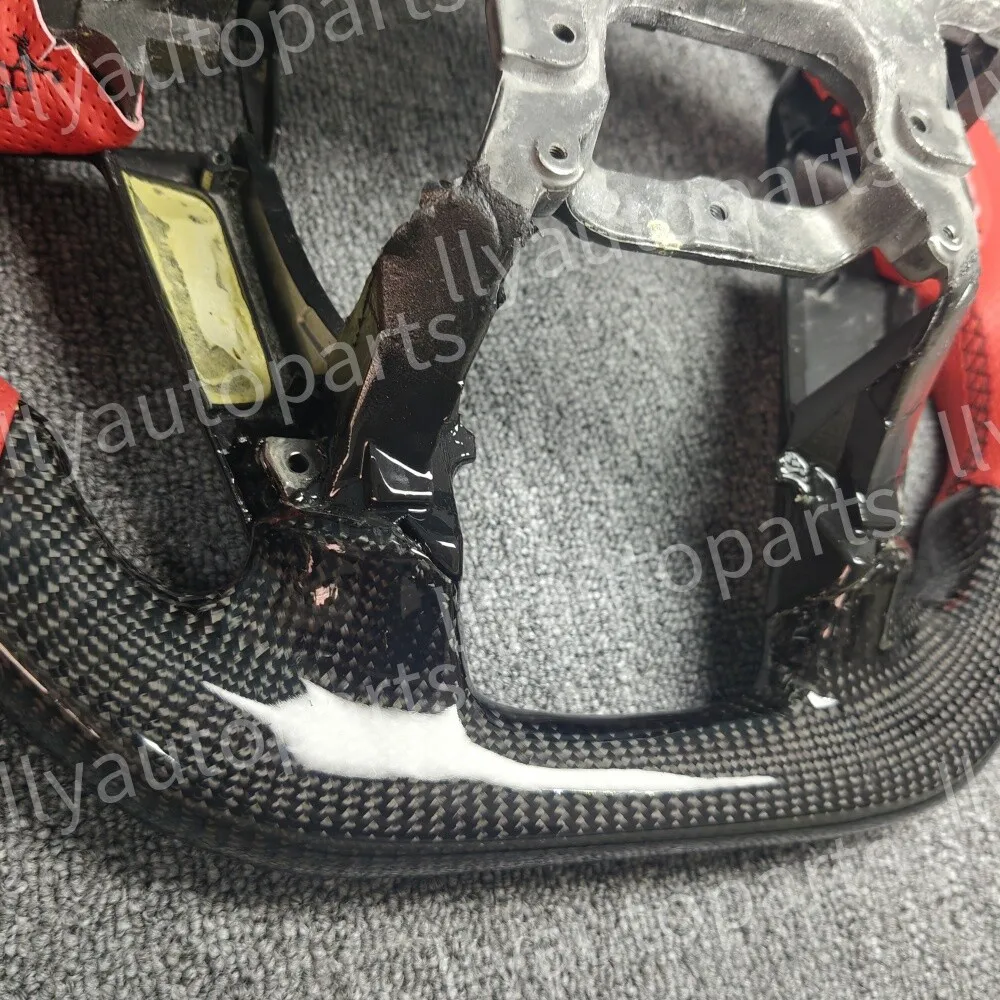 Echtes Carbon-Lenkrad mit rotem Lederbezug für Honda Accord 8. Generation 2008~2012 – Detail 4