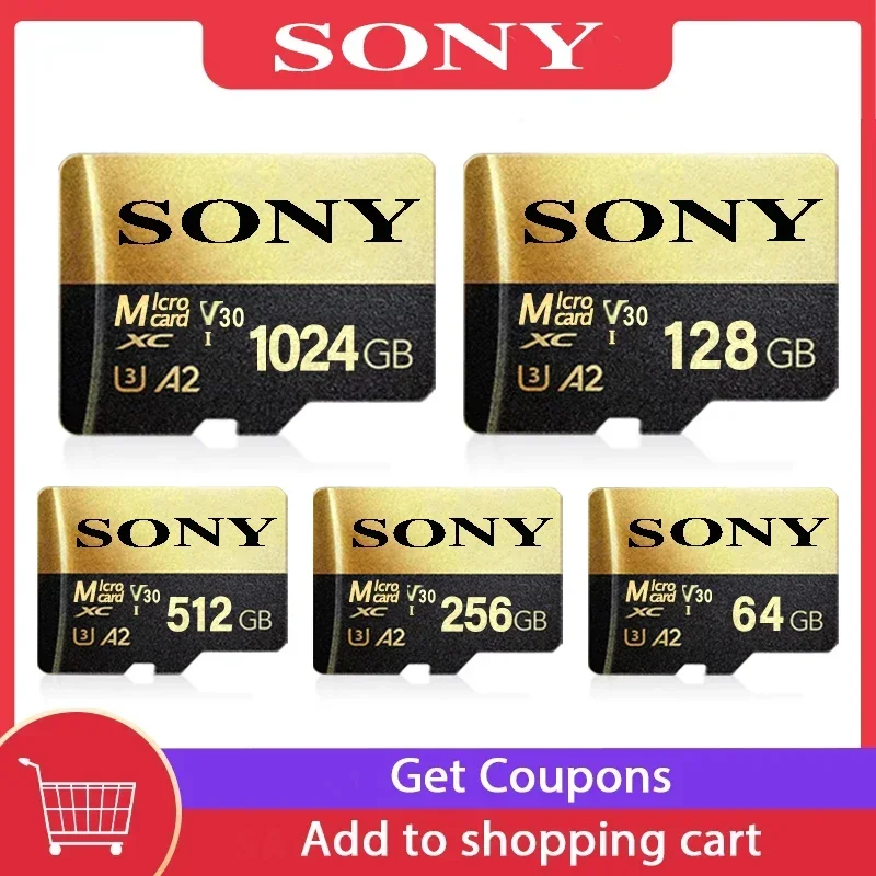 SONY Extreme-tarjeta micro SD A2 U3 4K, UHS-I de vídeo, Memoria microSDXC Trans Flash para coche, para juegos móviles, Instar360, cámara GoPro DJI