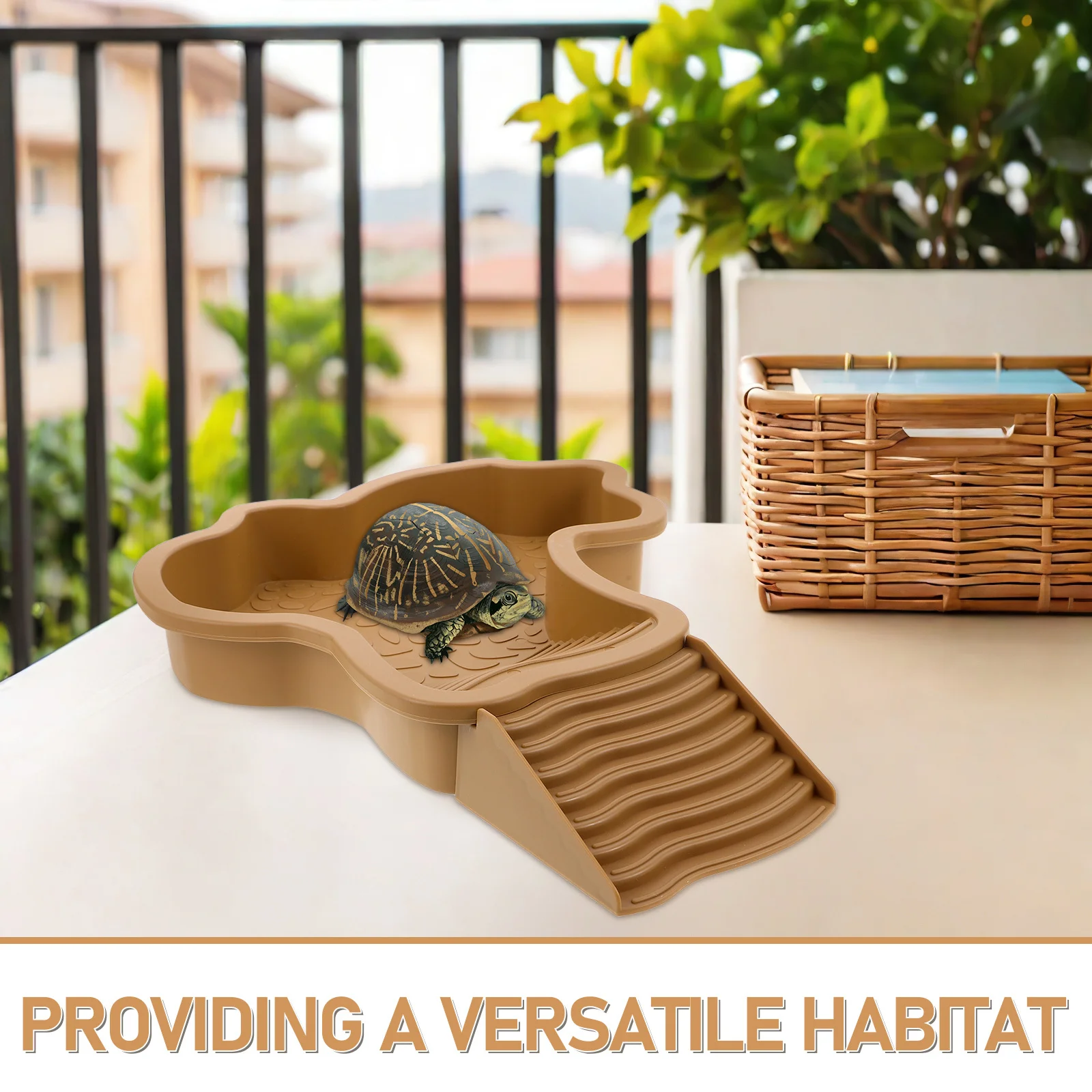 منصة تشمس السلحفاة الكبيرة، حمام سباحة بلاستيكي للزواحف، منحدر مانع للانزلاق للسلحفاة المائية والسلحفاة وحمامات الشمس #6