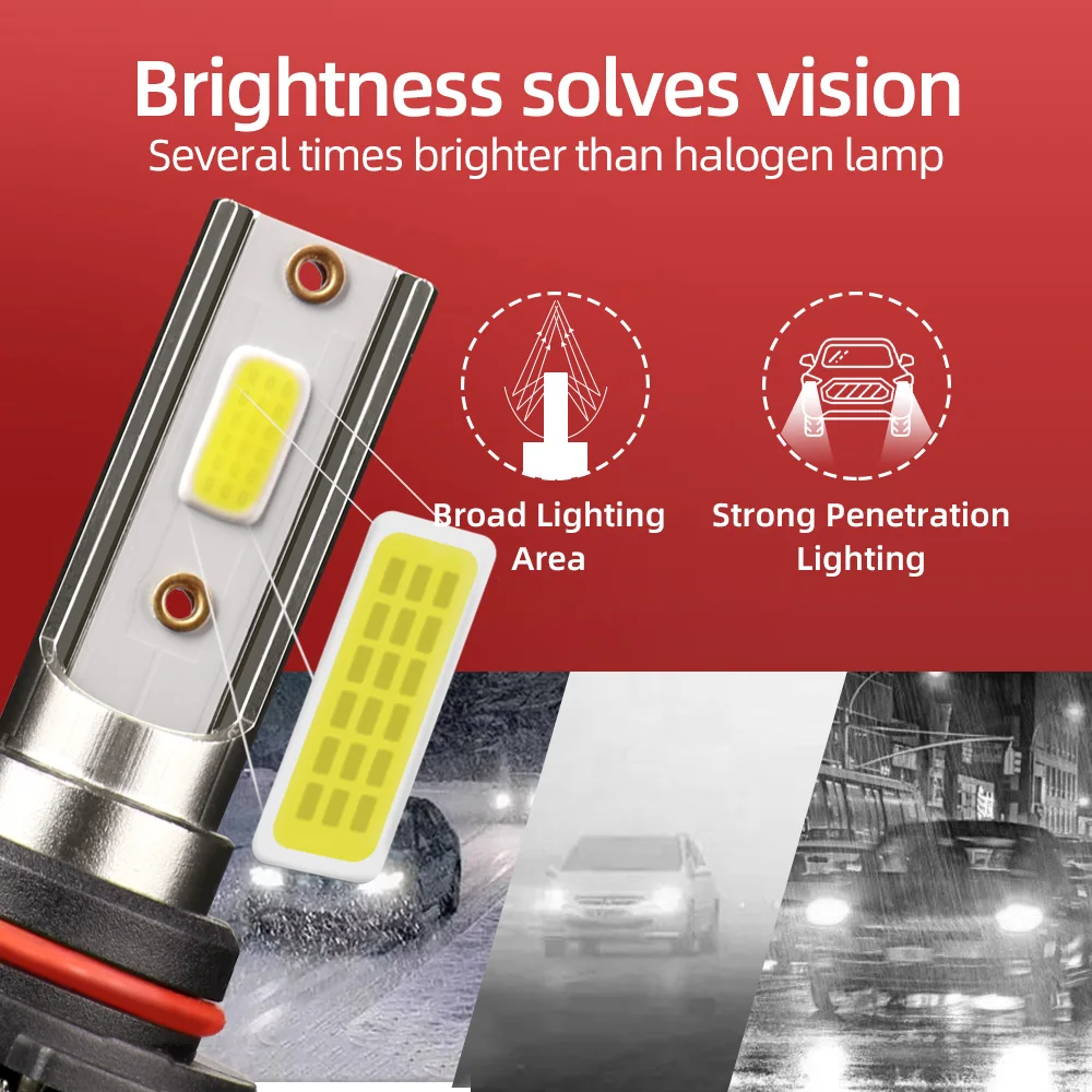 2Pcs 30000LM H7 H11 H8 LED Headlight 9005 9006 HB3 HB4 H4 Car Headlamp H10 9145 9140 H16 Auto Mini Fog Bulb 6000K 12V 200W Light