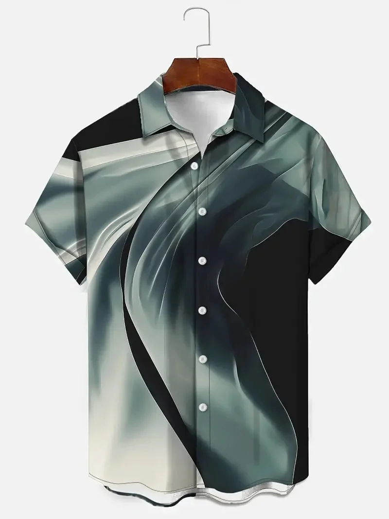 Men's short sleeve lapel T-shirt POLO shirt with fashionable prints for office and casual formal wear