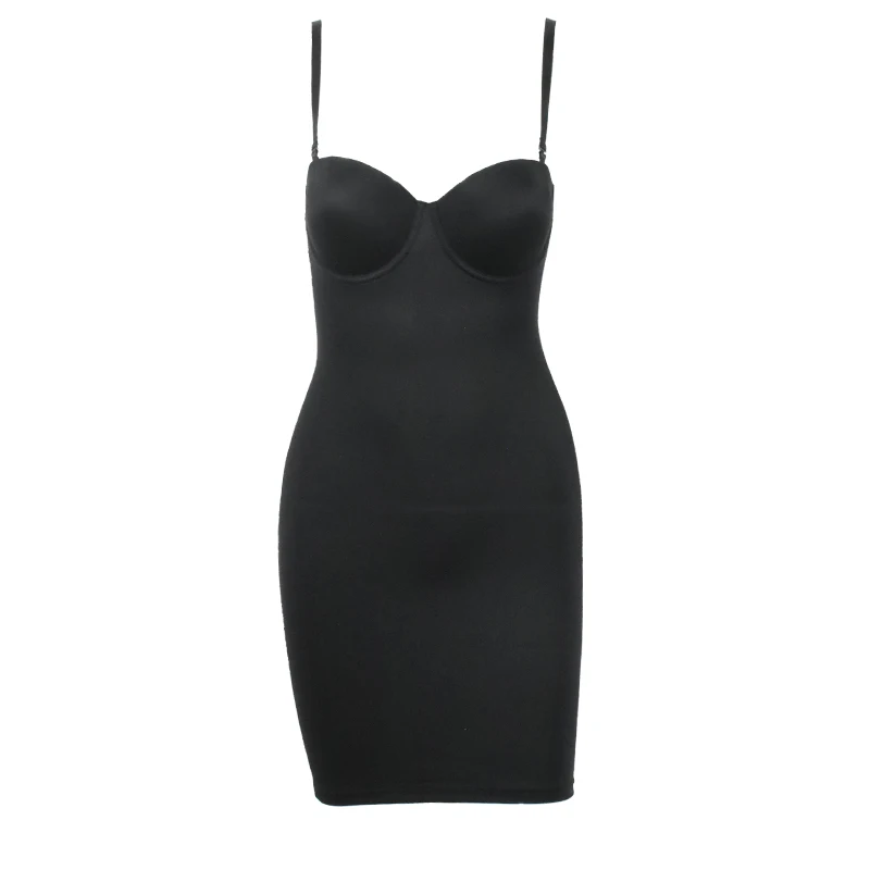 Black Pencil Dress Underwear Straight Underdress Women Sexy Midi Slips Elastic Underskirt Tube Body Shaper Shapewear Party