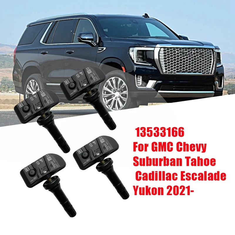 4Pcs Tire Pressure Sensor 13533166 for GMC Chevy Suburban Tahoe Cadillac Escalade Yukon 2021- TPMS Tyre Monitor Sensor