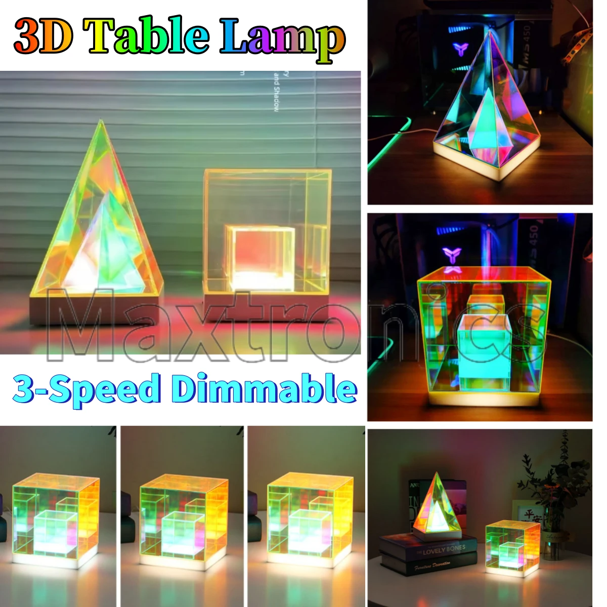 NEW 3D Table Lamp Colorful Night Light Charge/plug-in model for E-sports Room Desktop Atmosphere Light Room Decor Holiday Gifts
