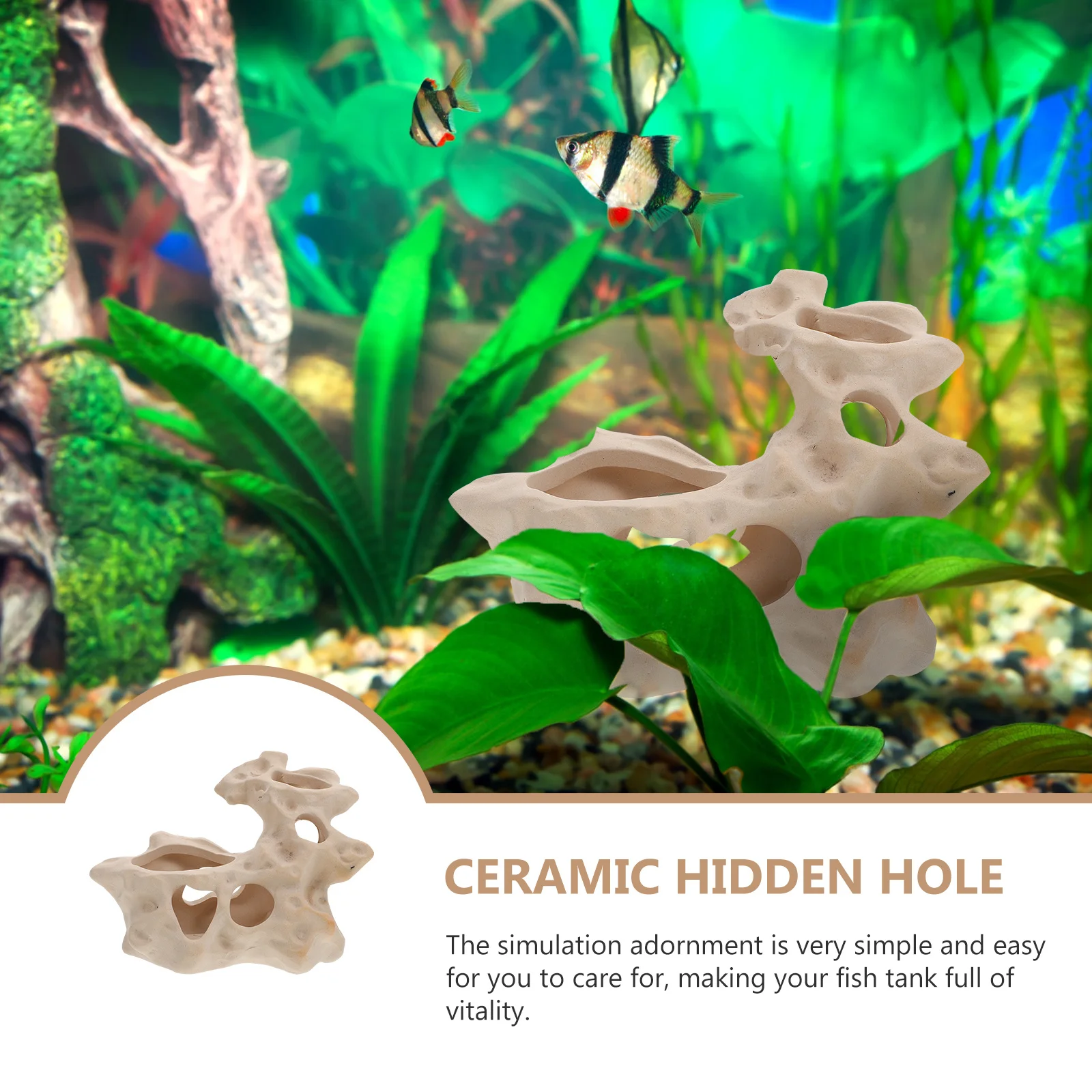 

Ceramic Fish Tank Hiding Realistic Aquarium Ornament for Freshwater Tanks Small Compact Design Stable Base Fish Tank