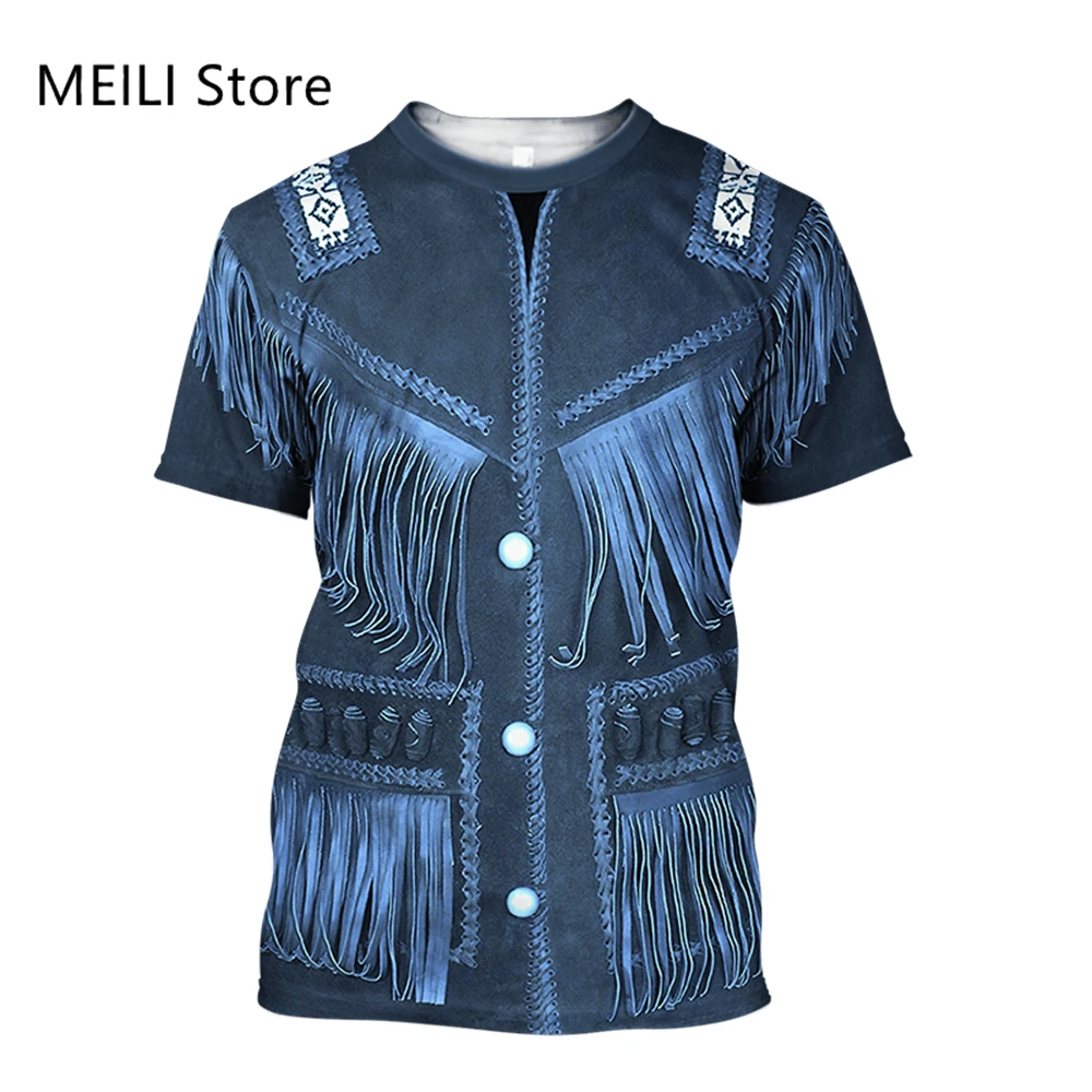 

Western Denim Graphic Men's T-Shirt Two Piece Clothing 3D Printed Shirts for Men Short Sleeve Summer Tees Tops Oversized T-Shirt