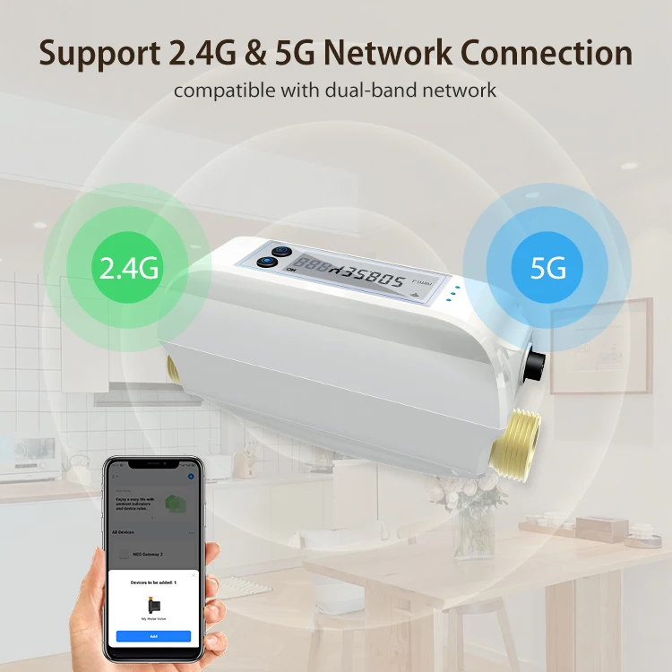 WiFi Smart Water Valve Meter for RV with Ultrasonic Technology and Voice Control