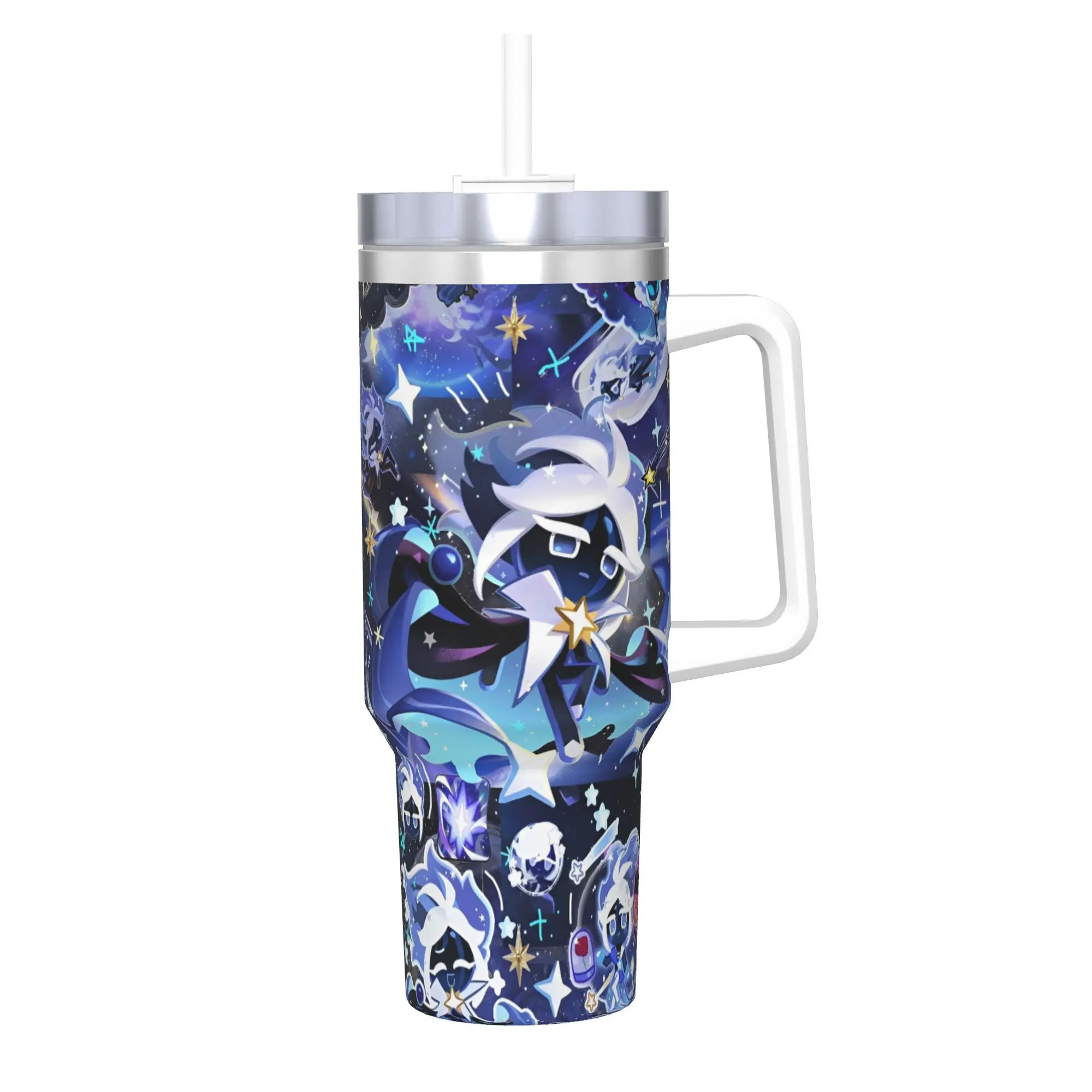 

Стакан Cookie Run Kingdoms на 40 унций, кружка из нержавеющей стали с двойными стенками и вакуумной изоляцией для видеоигр с соломинкой