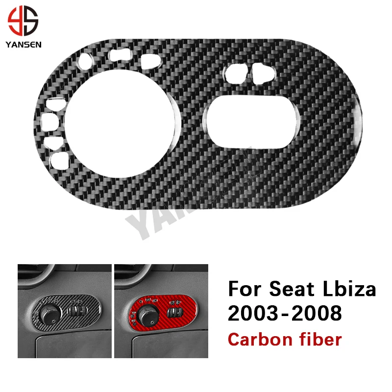 

Car Headlight Switch Frame Panel Carbon Fiber Sticker For Seat Ibiza 6l 2003 2004 2005 2006 2007 2008 Accessories